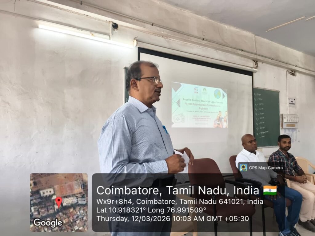 Abroad study seminar for mechanical engineering students at Karpagam College of Engineering Coimbatore