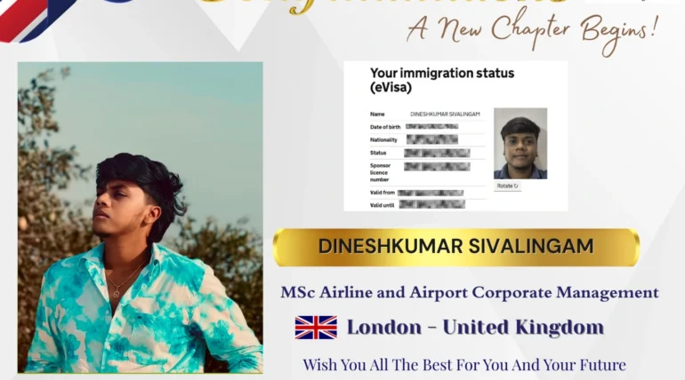 Foreign Study Consultancy in Coimbatore – Dineshkumar Sivalingam’s UK Study Success Story